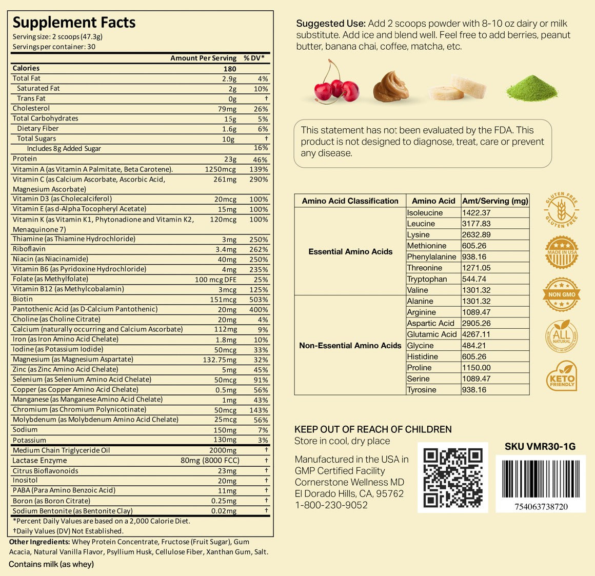 Vanilla Shake 30 Serving Carton 8 Gusset Bags